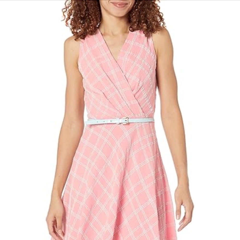 Tommy Hilfiger: Pink Windowpane Cotton Dress - Picture 3 of 4
